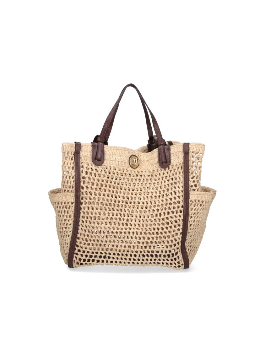 Chloé Woven Tote Bag With Textured Script Logo