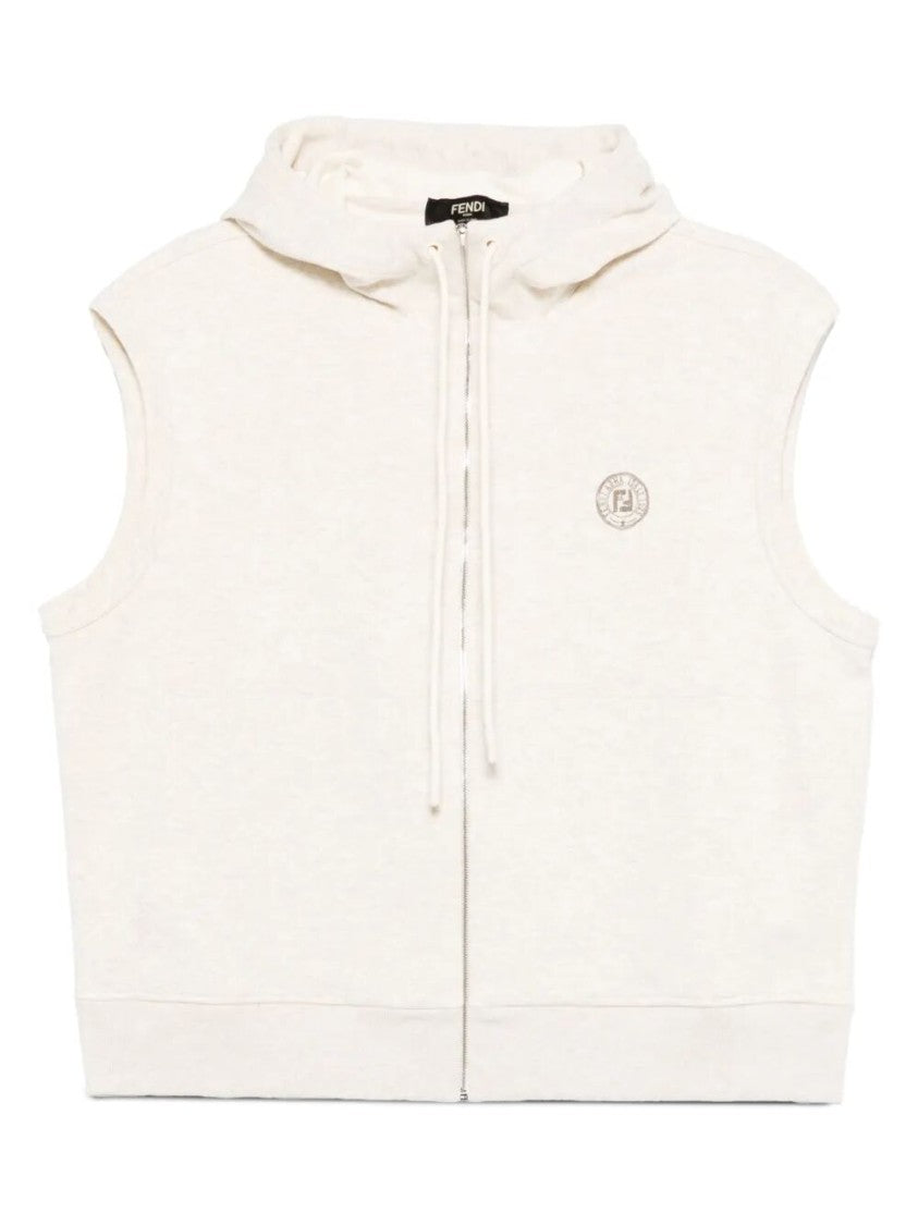 Fendi Sleeveless Zip-Up Hoodie With Spacious Hood