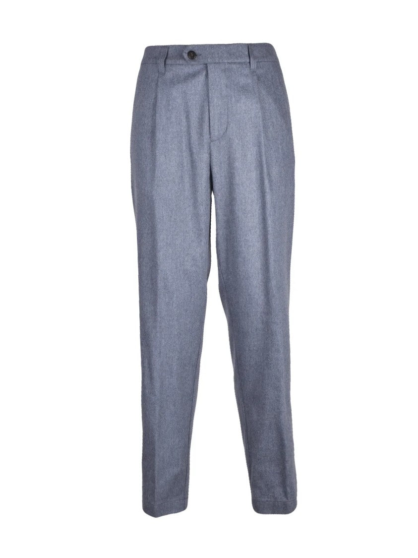 Eleventy Grey Wool-Blend Stretch Classic Formal Pants
