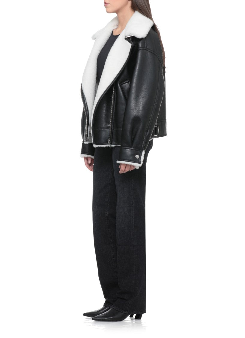 Stand Studio Pica Jacket With Faux Fur Collar And Shearling Lining