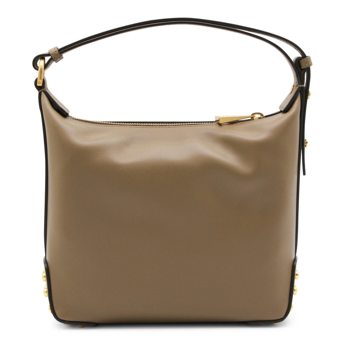 Tod's Beige Studded Gold-Tone Leather Shoulder Bag