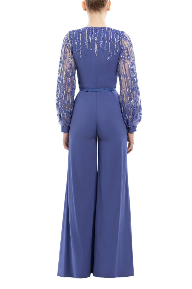 Saiid Kobeisy Crepe Beaded Jumpsuit