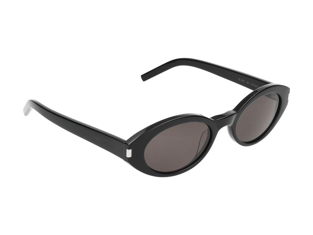 Saint Laurent Black Bold Rounded Acetate Sunglasses