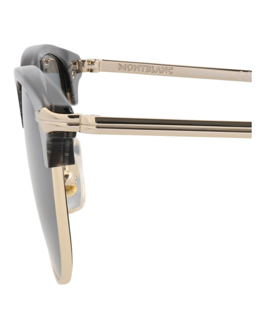 Montblanc Square-Frame Metal Sunglasses With Gold-Tone Finish And Black Accents