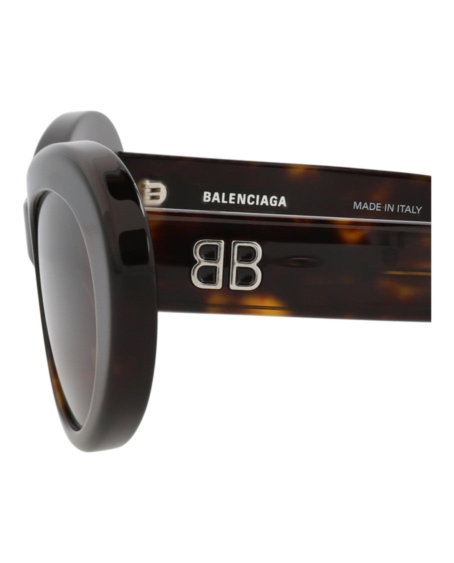 Balenciaga Round-Frame Tortoiseshell Sunglasses With Saddle Nose Bridge