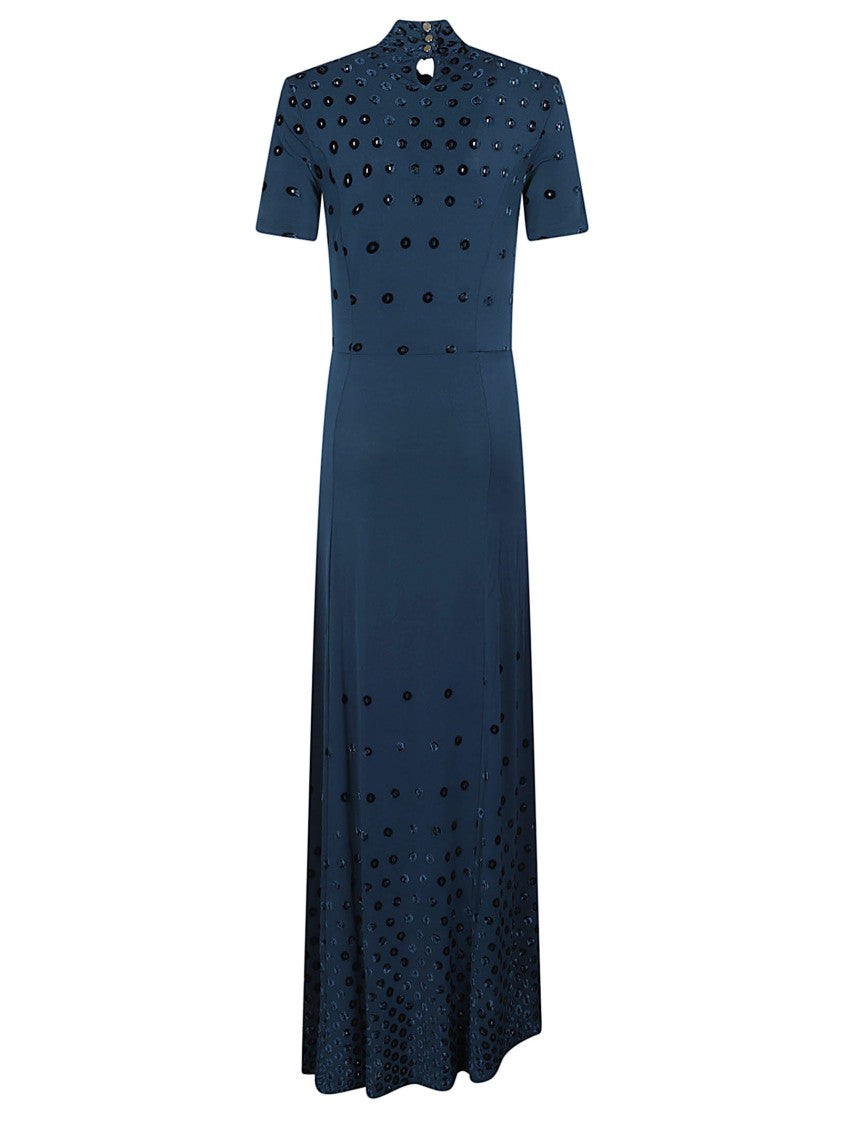 Rabanne Long Fitted Viscose-Blend Maxi Dress