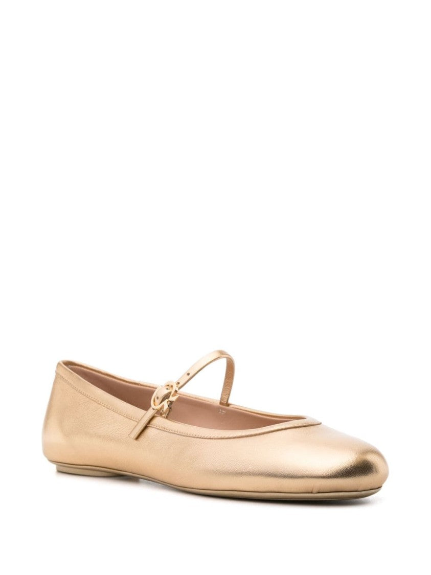 Gianvito Rossi Lamb Leather Ballerina Flats With Delicate Strap Detail