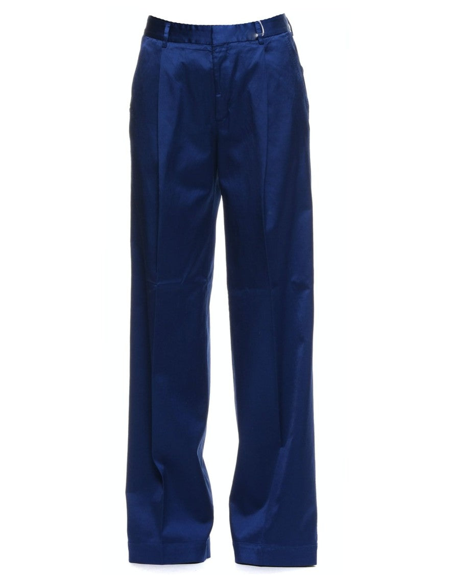 Cellar Door Electric Blue Jonap 67 Cotton-Blend Wide-Leg Pants
