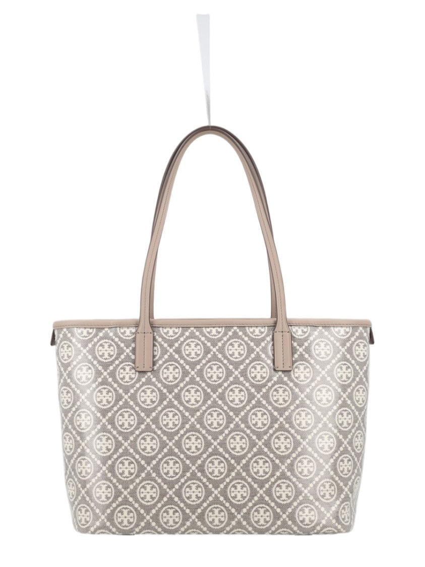 Tory Burch Structured Monogram Tote Bag With Metallic Detail