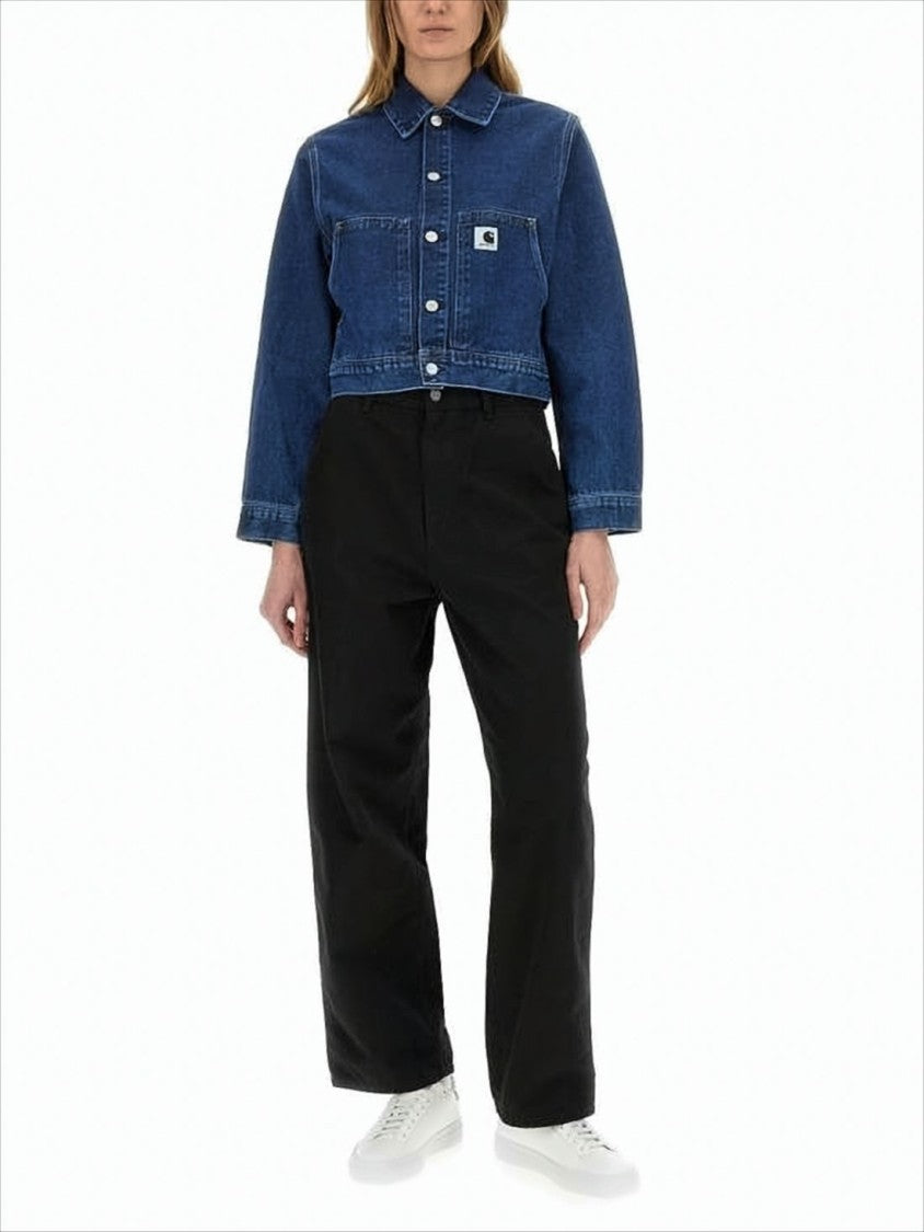 Carhartt Wip Cropped Denim Jacket With Classic Collar