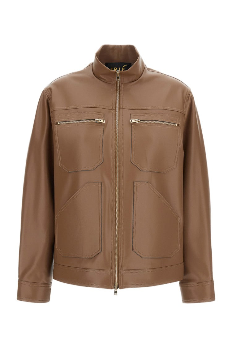 Irie' Brown High Collar Leather-Like Jacket