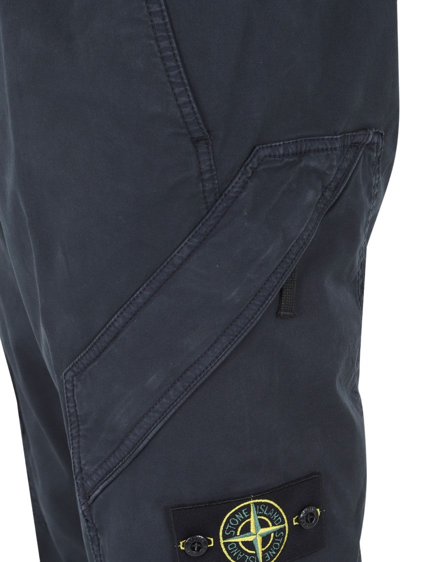 Stone Island Blue Cotton-Elastane Pants