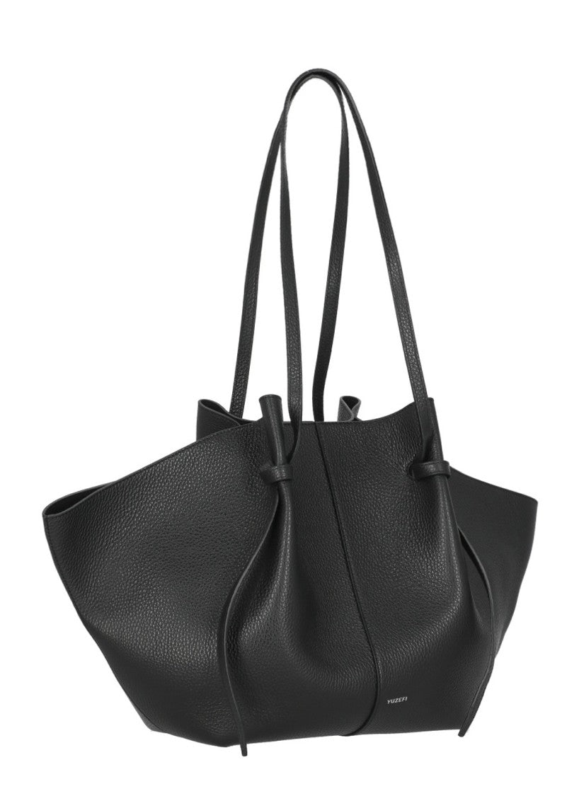 Yuzefi Large Pebbled Leather Tote Bag With Adjustable Handles