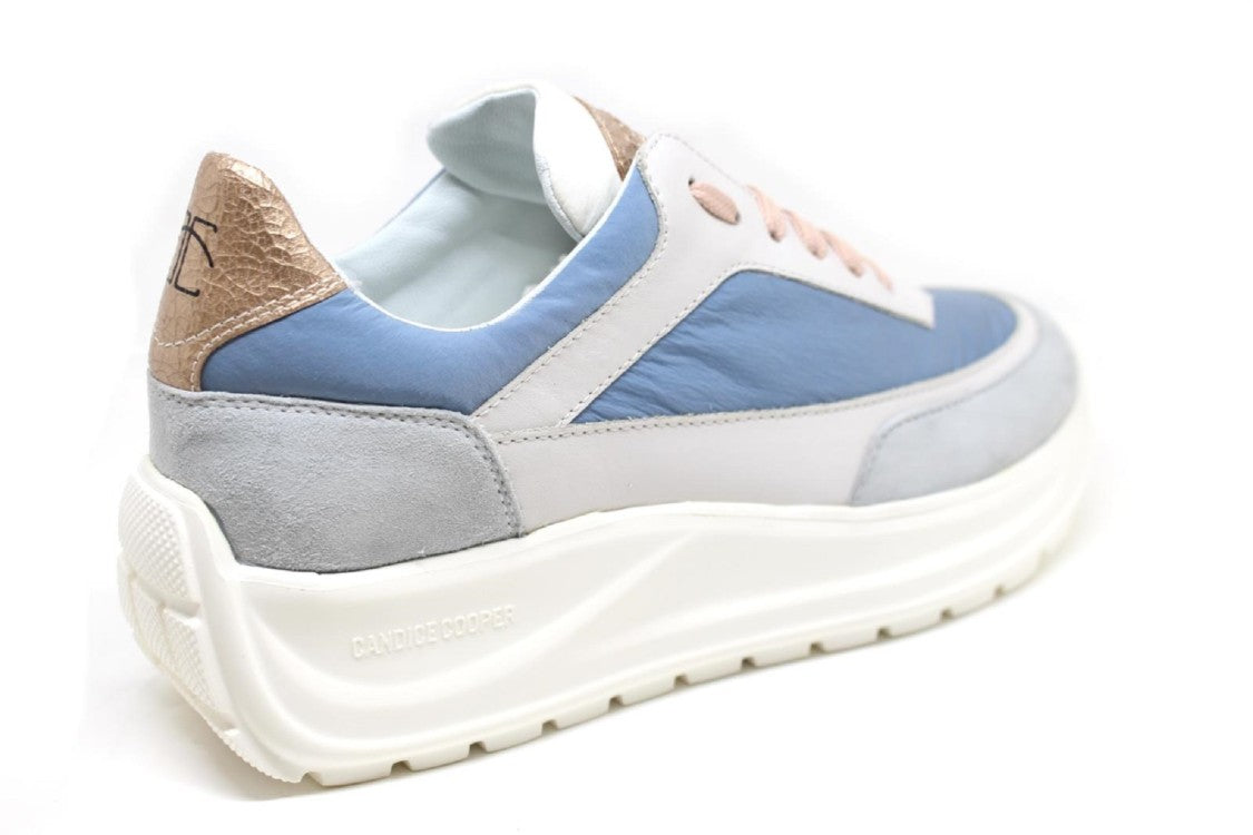 Candice Cooper Gray-Blue Lace-Up Platform Leather Shoes