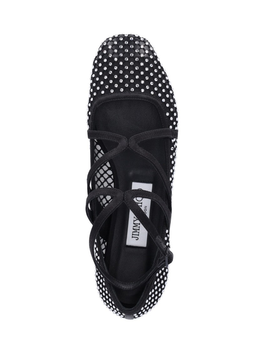 Jimmy Choo "Astoria" Ballerinas With Strass – Black