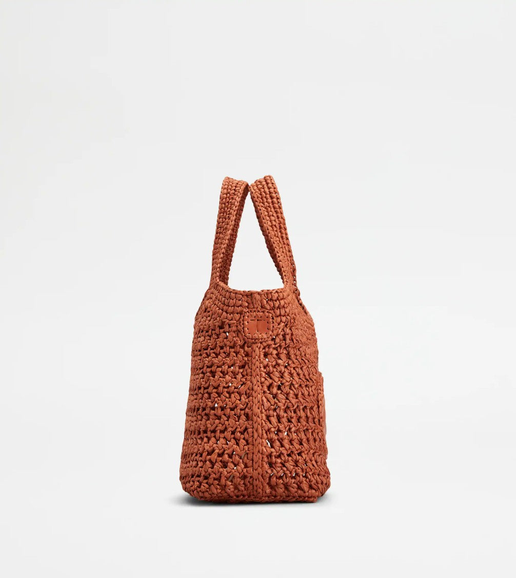 Tod's Textured Medium Tote Bag In Warm Terracotta