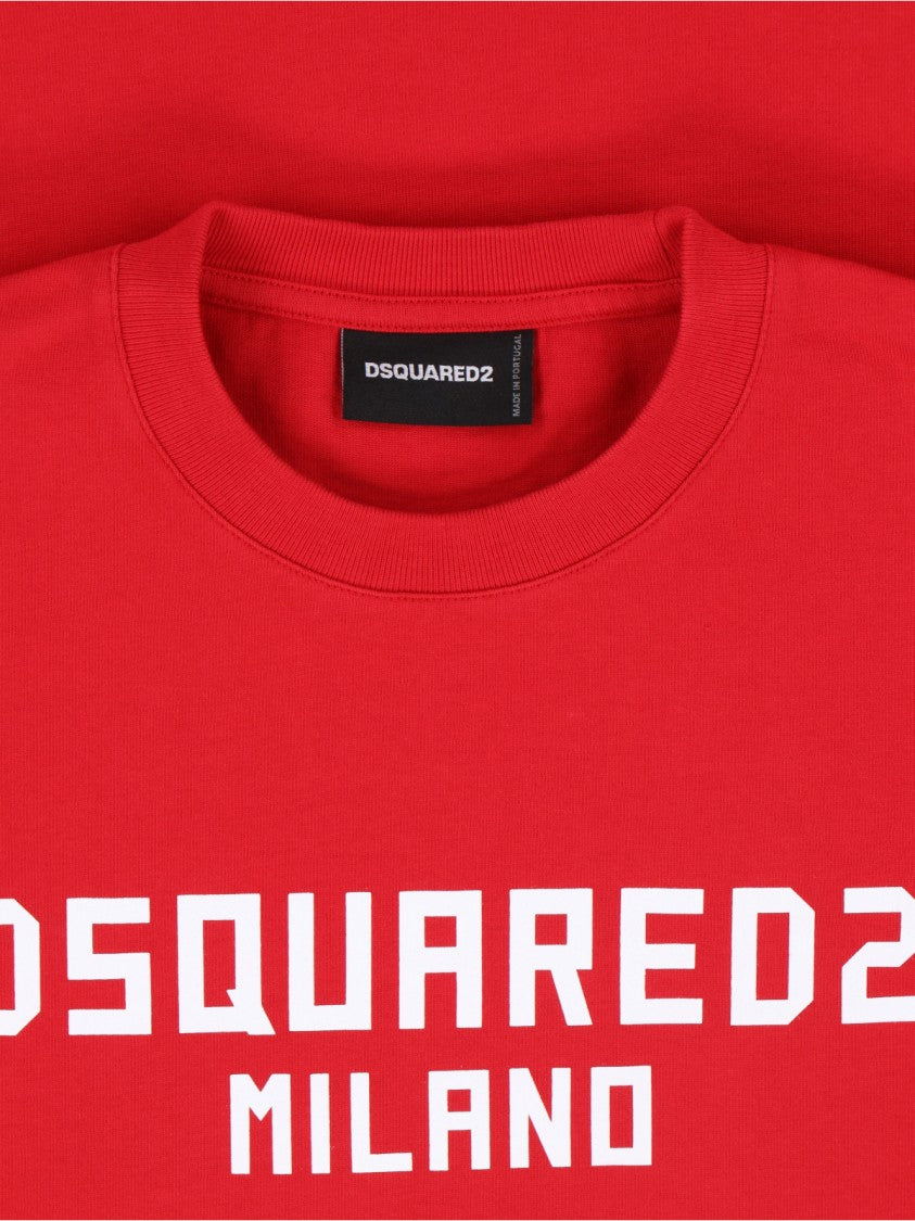 Dsquared2 Cotton T-Shirt With Contrasting Logo Design