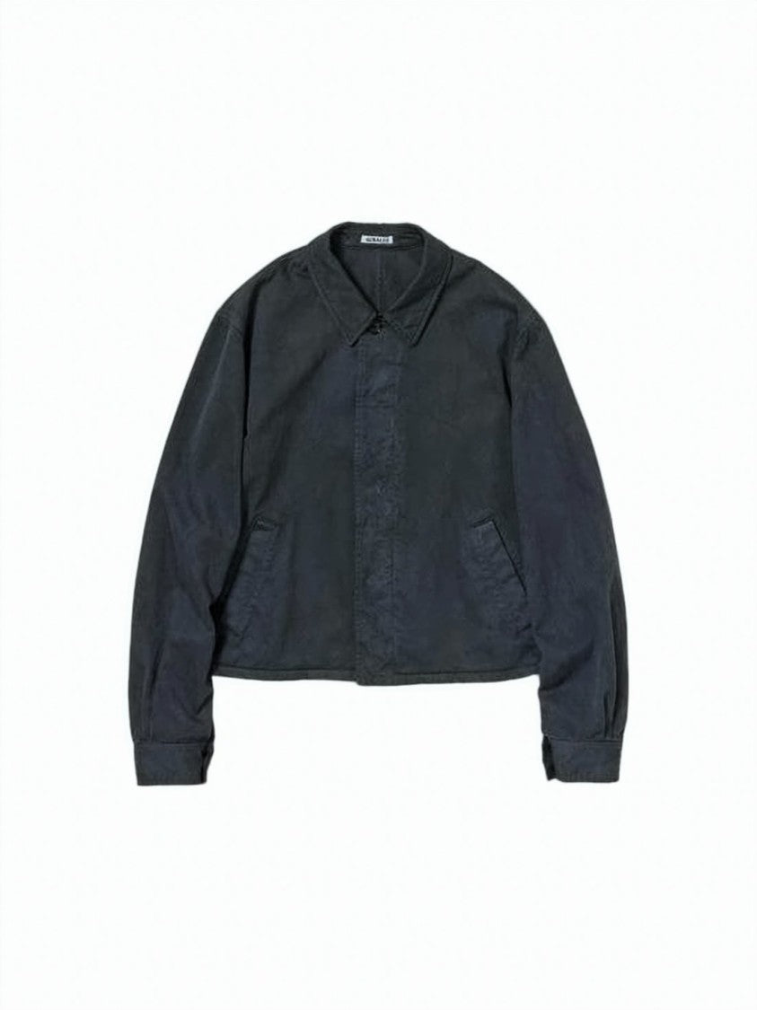 Auralee Boxy Cropped Jacket With Classic Collar