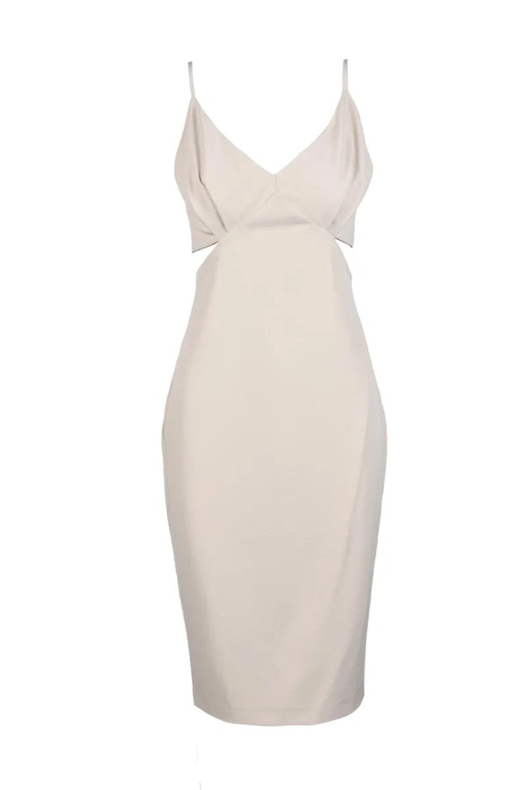 Access Fashion Beige Sheath Dress Stretch