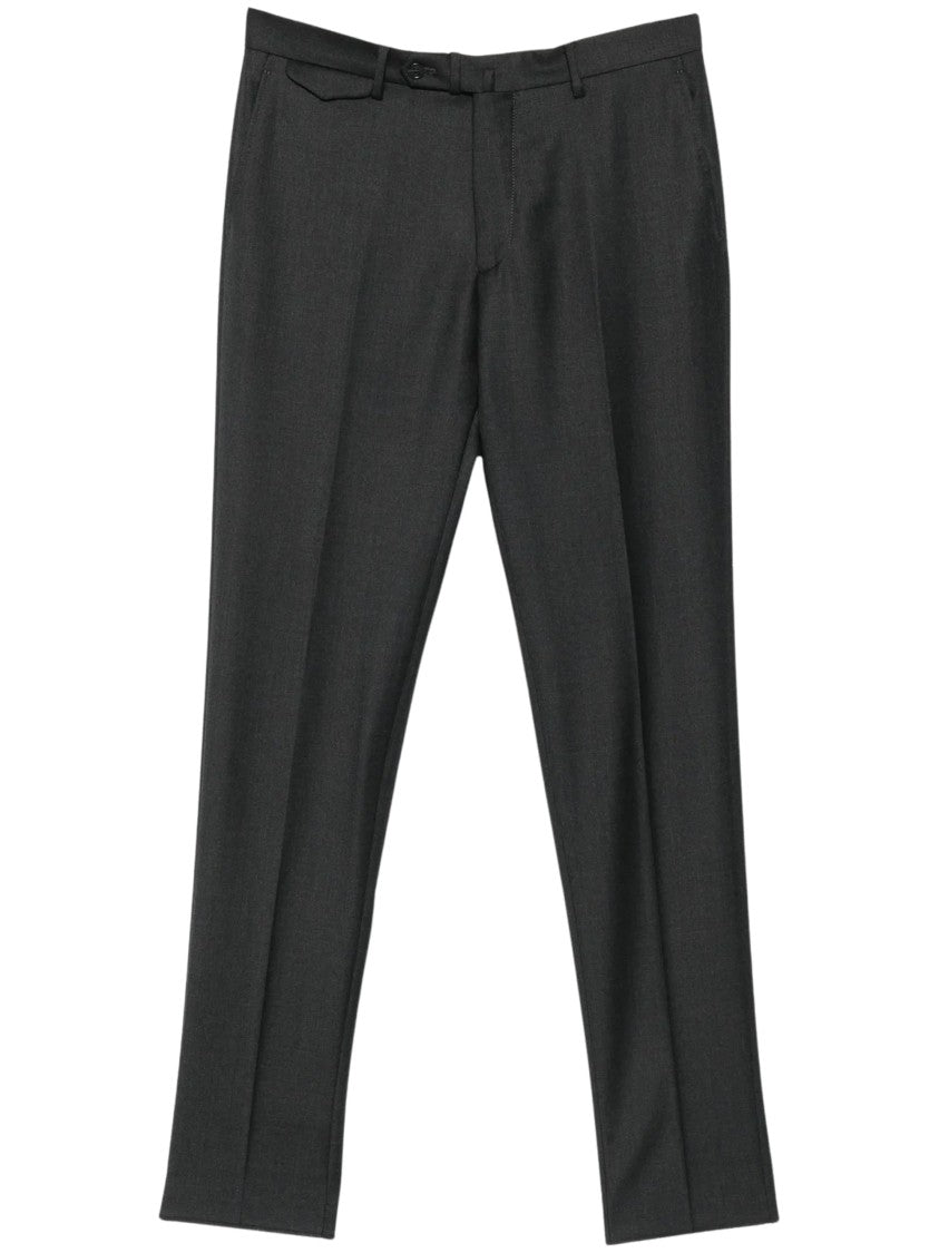 Tagliatore Black Pocket Belt-Loop Wool Formal Pants