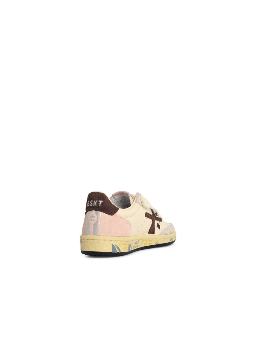 Premiata Ivory White Leather Blend Sneakers With Suede Accents