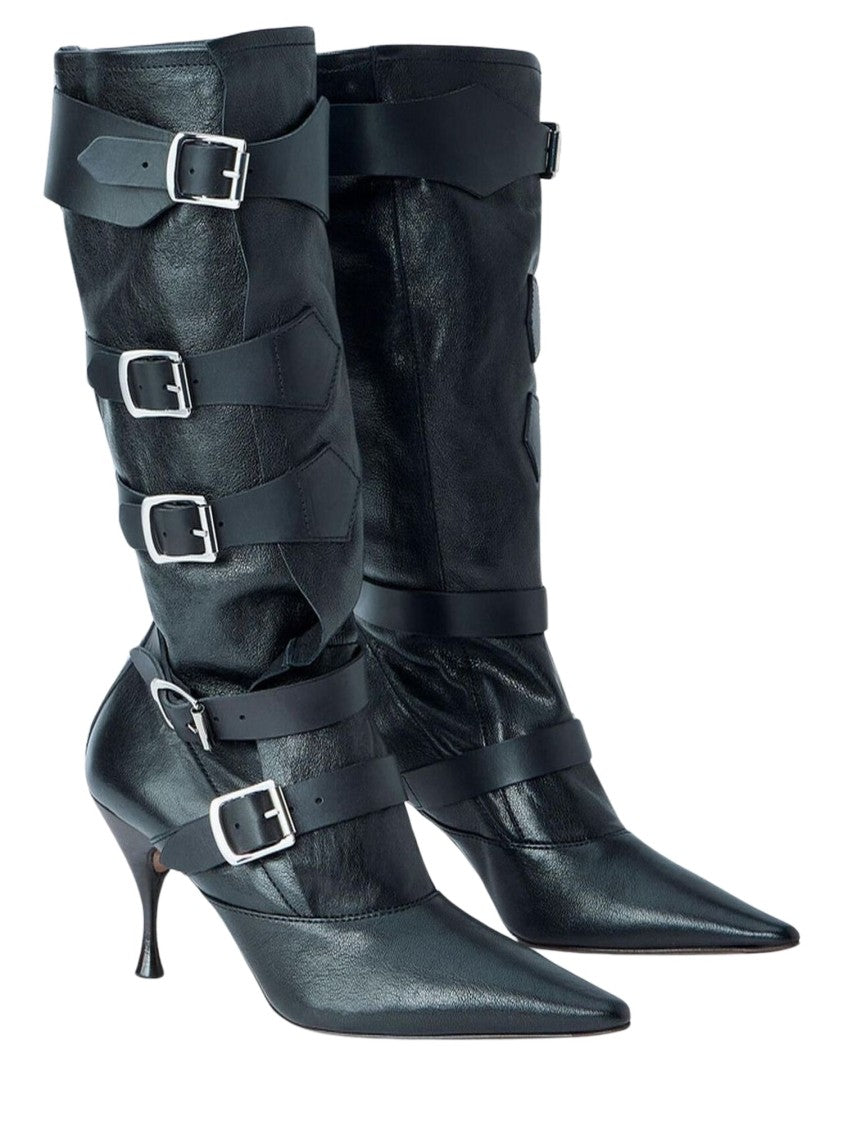 Vivienne Westwood Pointed-Toe Treasure Boots With Adjustable Straps And Kitten Heel