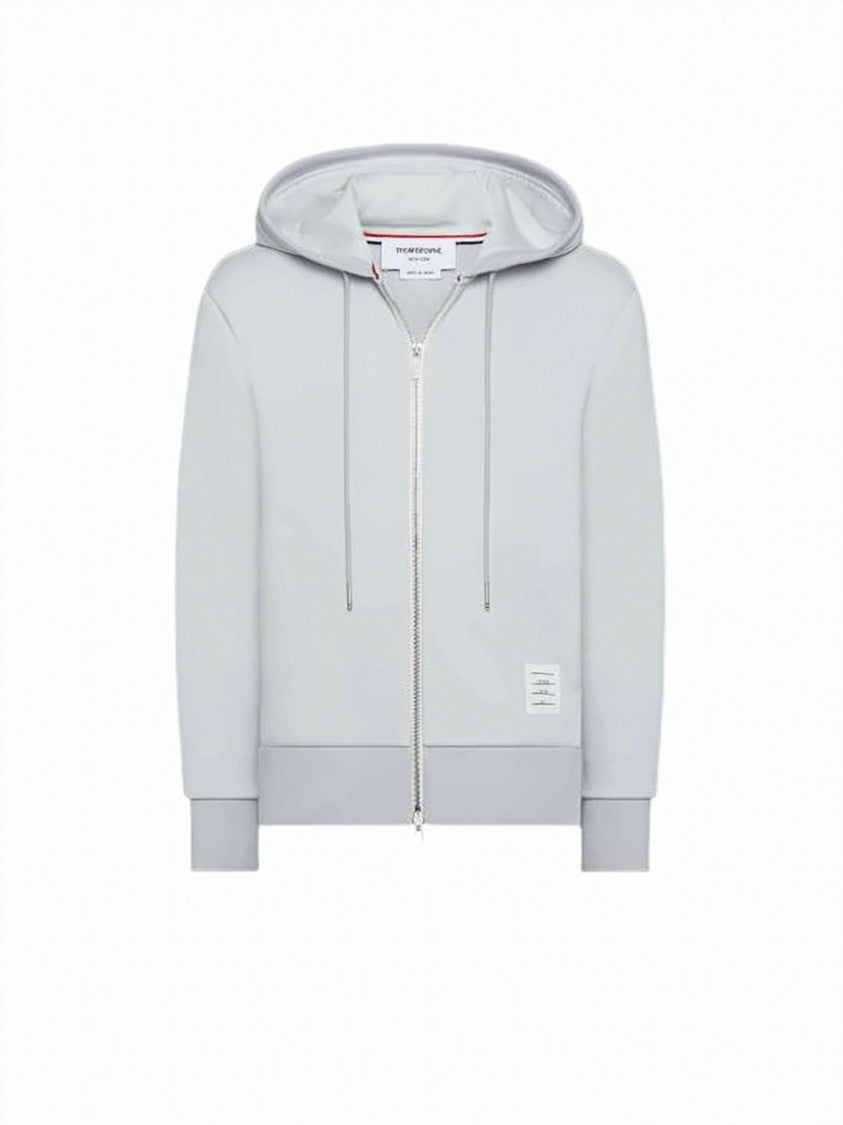 Thom Browne Zip-Up Hoodie With Drawstring And Ribbed Finish