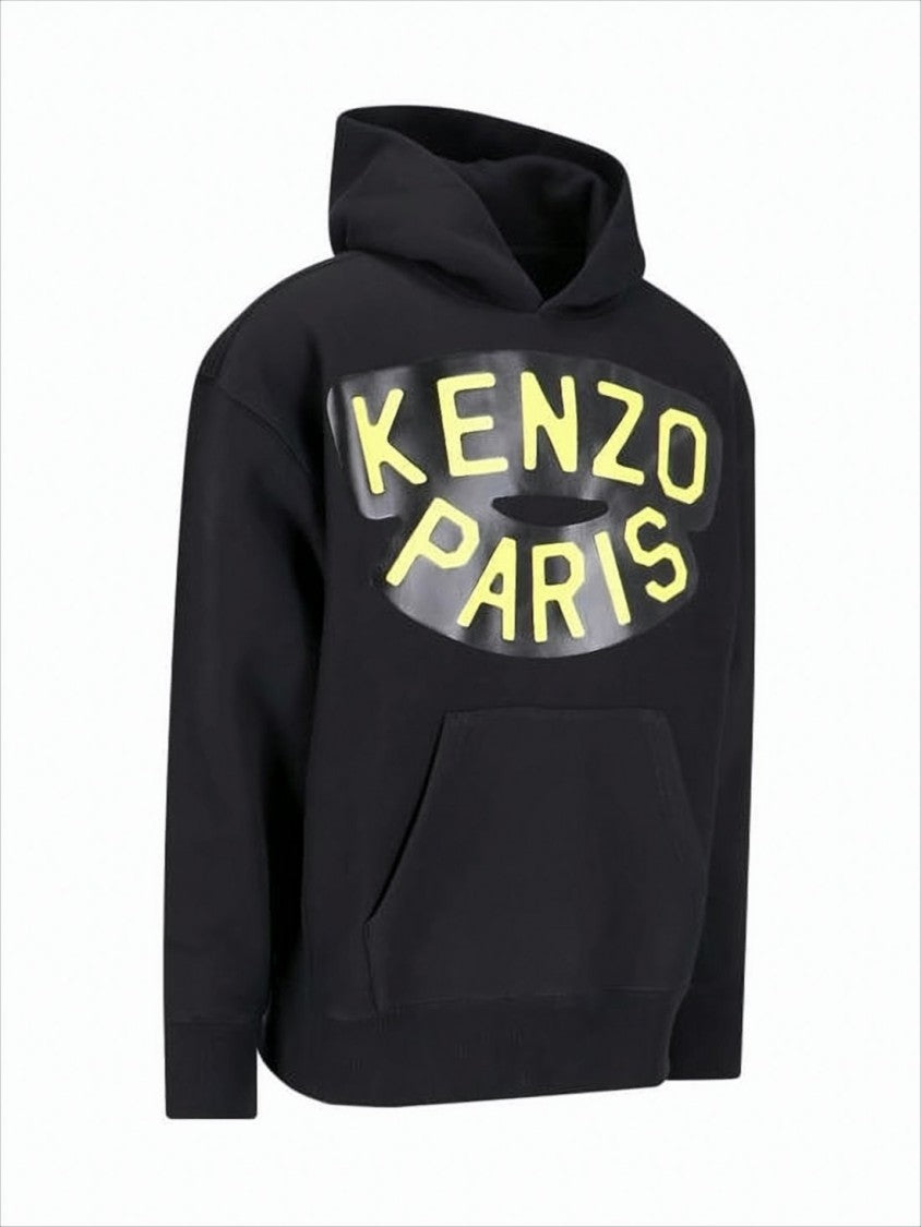 Kenzo Bold Logo Patch Black Cotton Hoodie