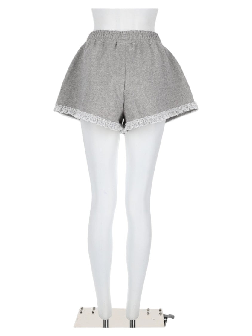 Ganni Relaxed Fit Lace Trim Organic Cotton Shorts