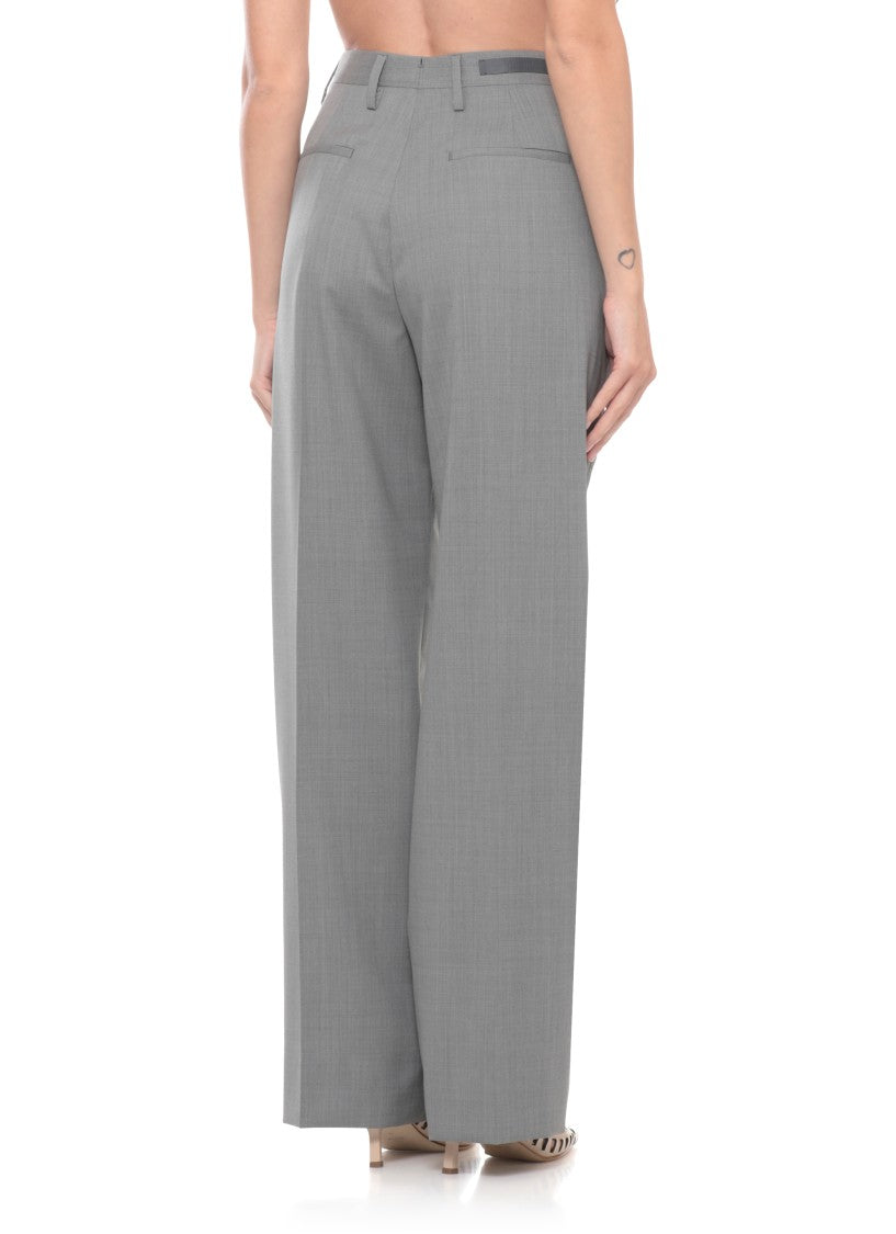 Briglia 1949 Grey Lutetigw Wool Wide-Leg Pants