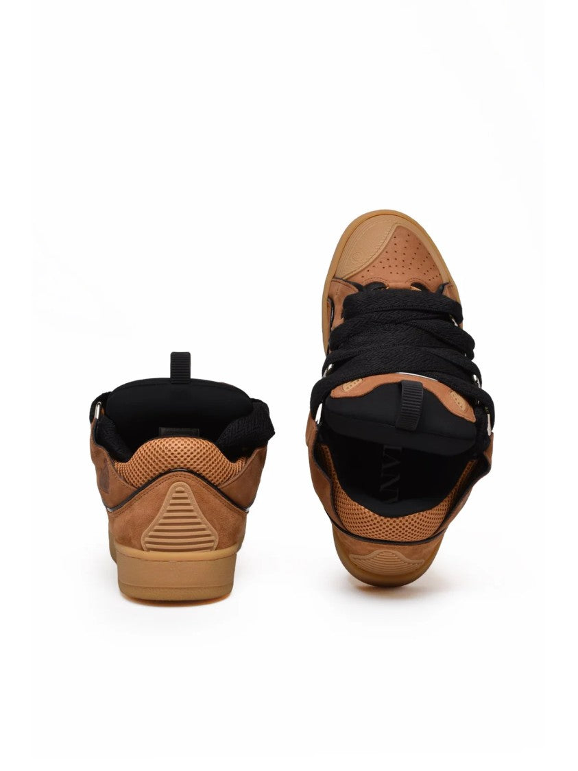Lanvin Brown/Black Curb Suede Leather-Blend Sneakers