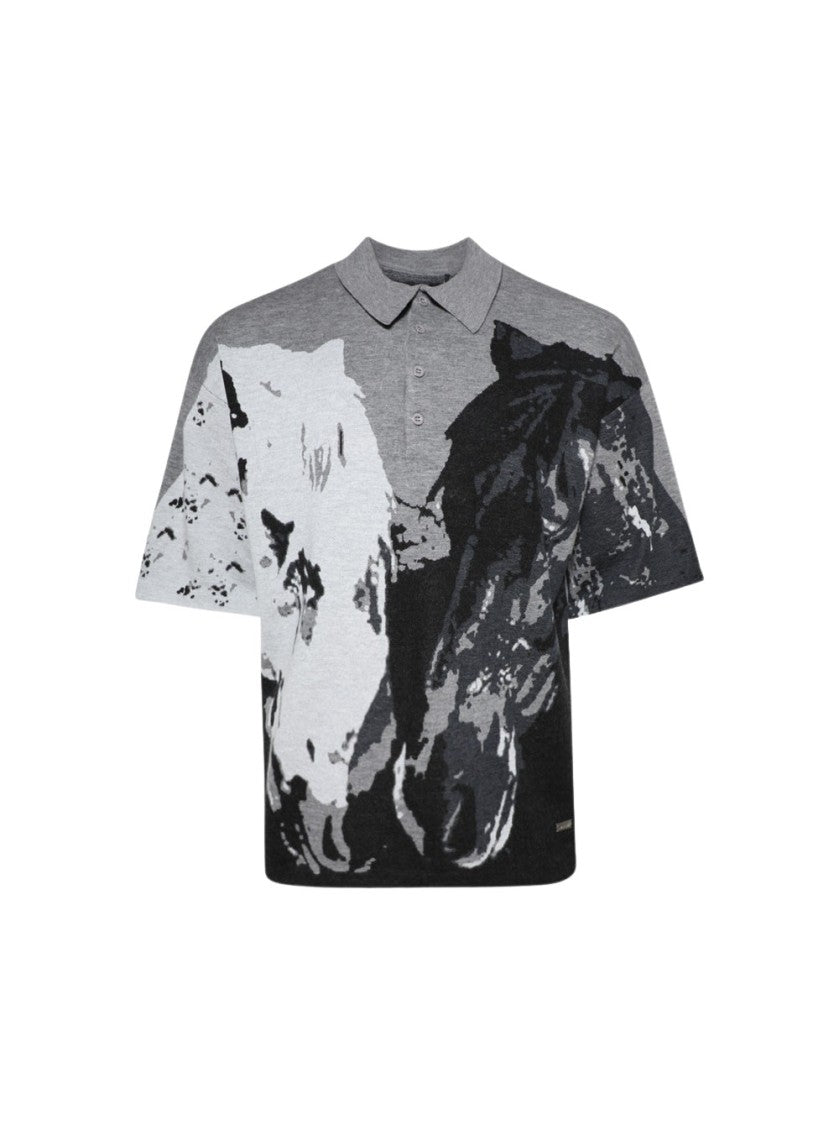 Nahmias Horses Knit Collared Shirt