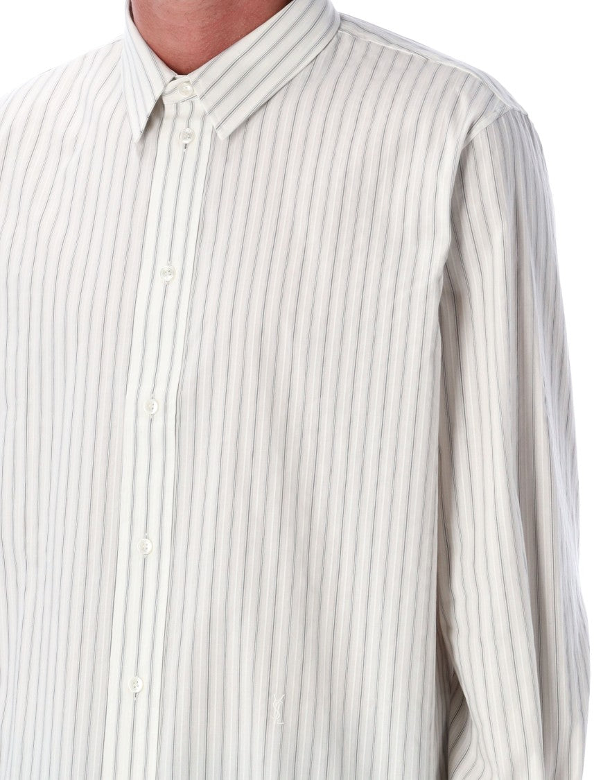 Saint Laurent Striped Long Sleeve Cotton Shirt