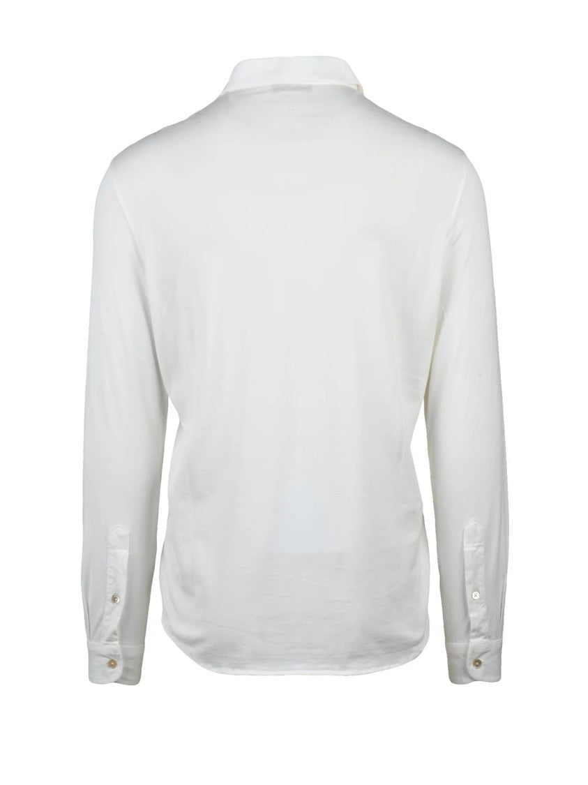 Filippo De Laurentiis White Long-Sleeve Cotton Polo Shirt