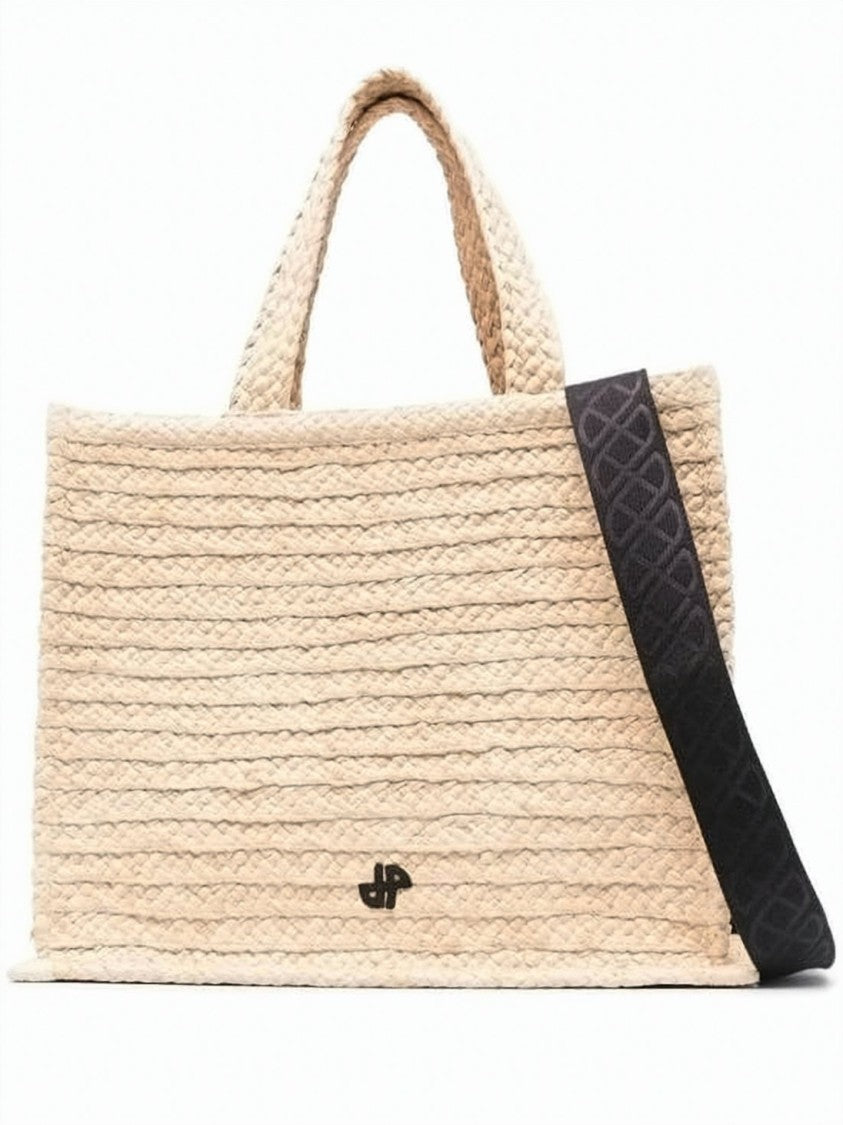 Patou Braided Raffia Tote Bag With Detachable Shoulder Strap