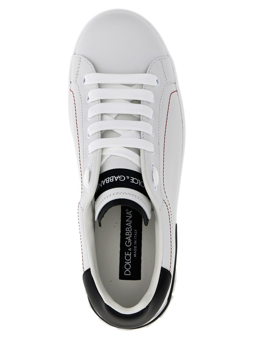 Dolce & Gabbana Portofino Leather Sneakers With Contrasting Details