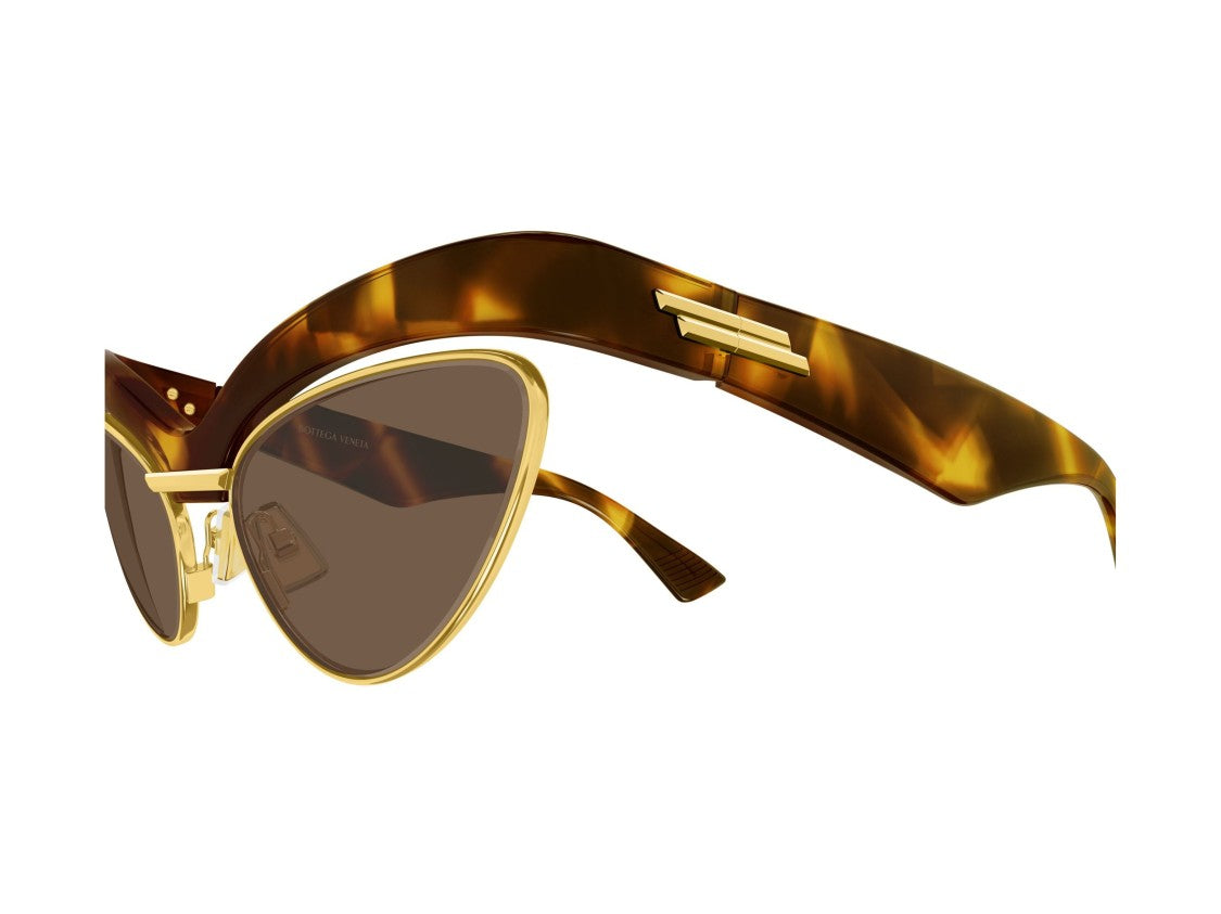 Bottega Veneta Gold Bv1480s Tortoiseshell Bold Cat-Eye Sunglasses