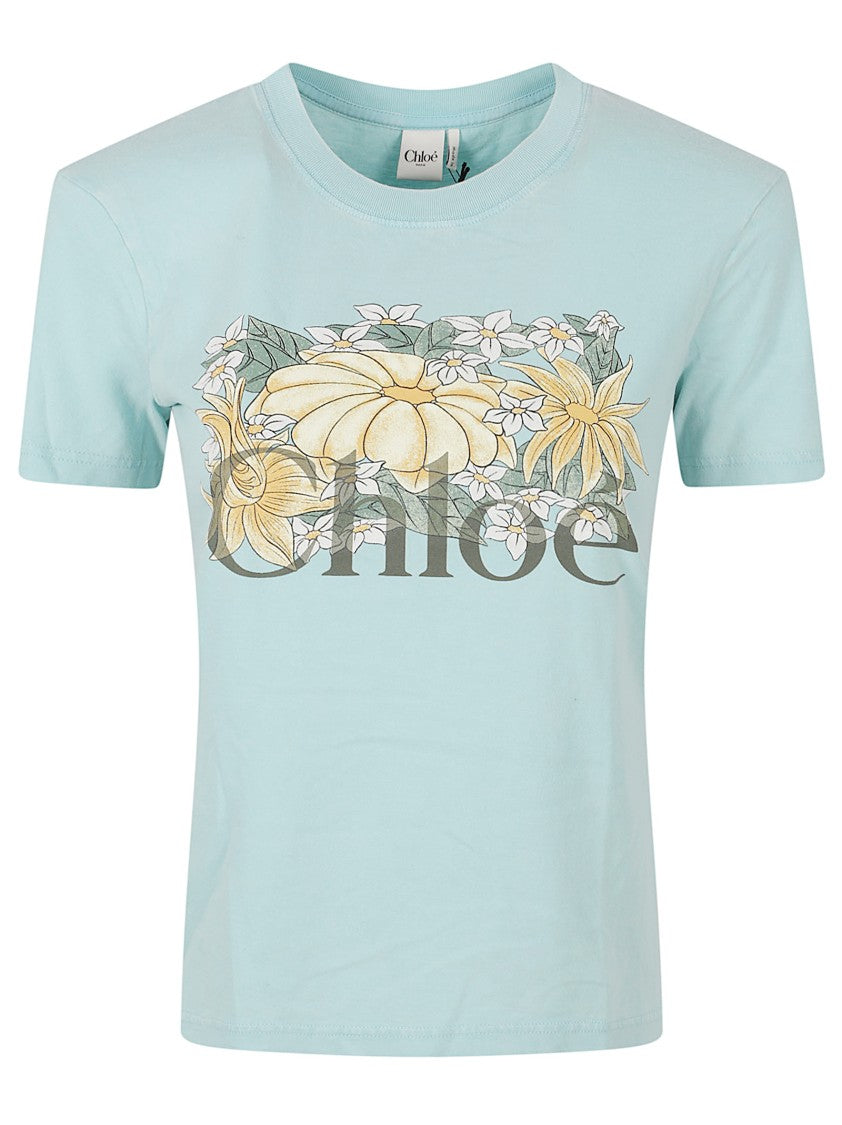 Chloé Floral Graphic Short-Sleeved T-Shirt