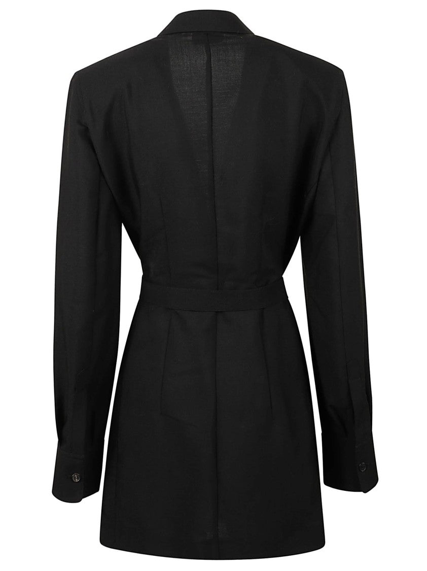 Wardrobe.Nyc Structured Black Tailored Shirt Dress With Notched Lapel
