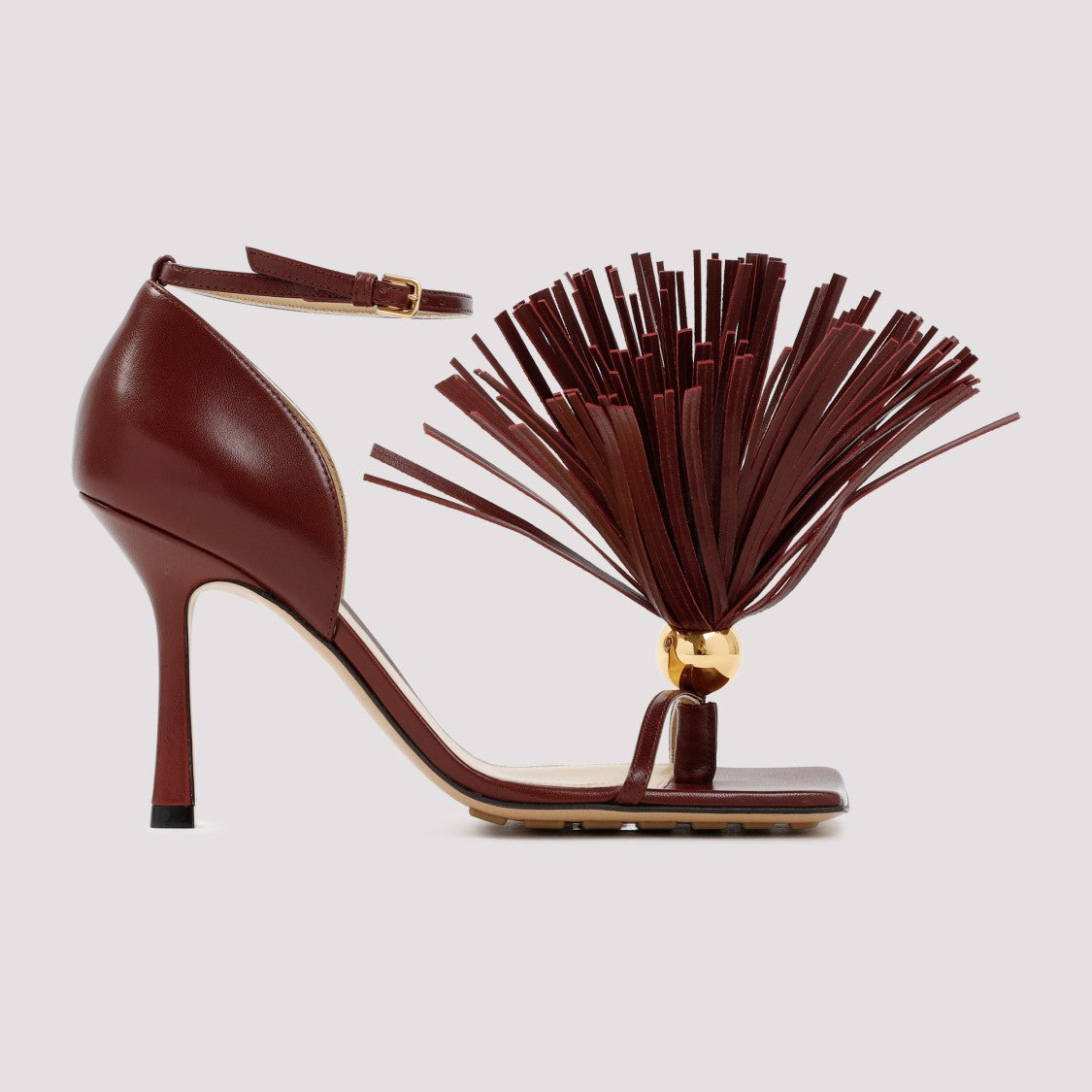 Bottega Veneta Red Leather Stretch Strap Sandals