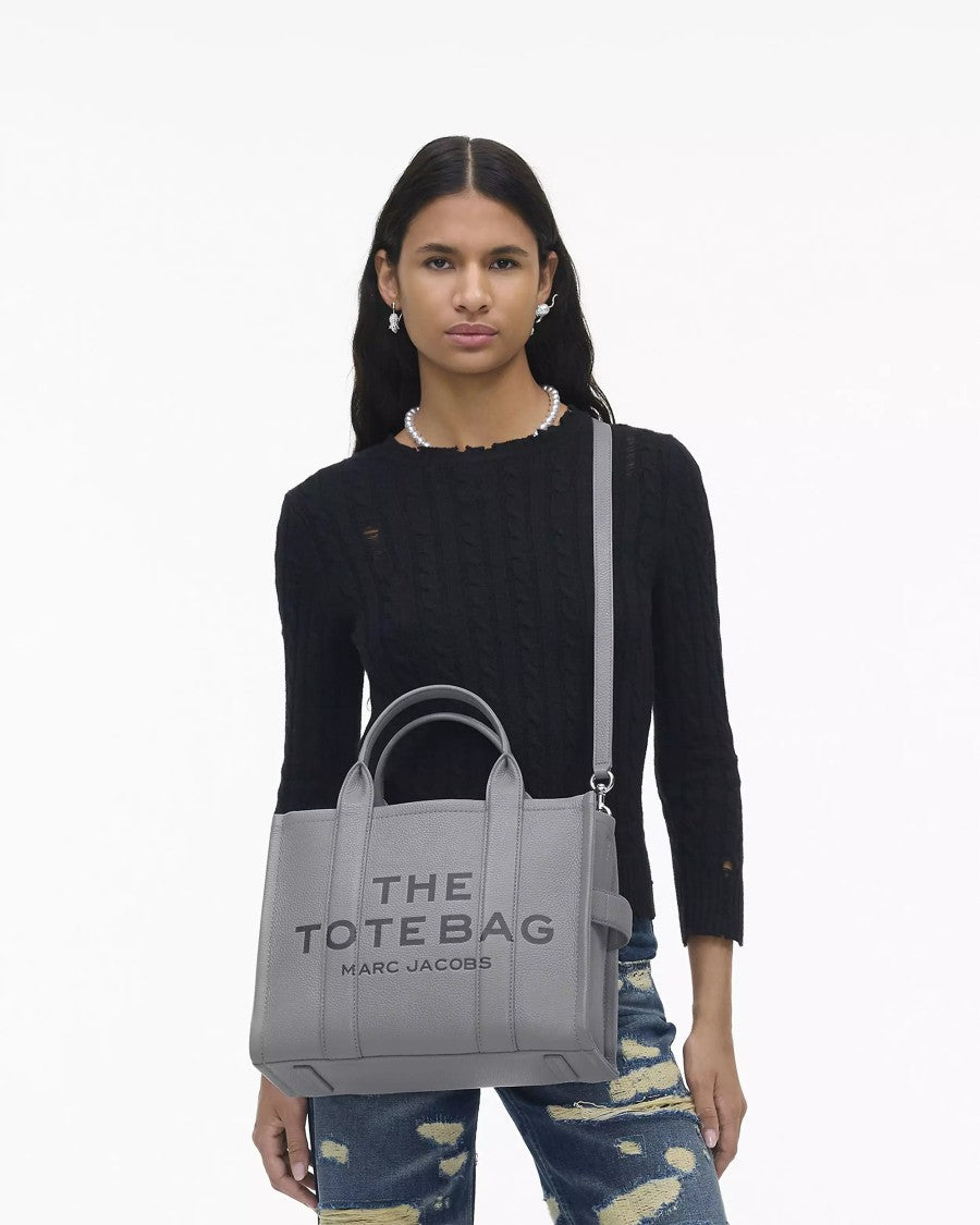 Marc Jacobs The Leather Medium Tote Bag In Cement