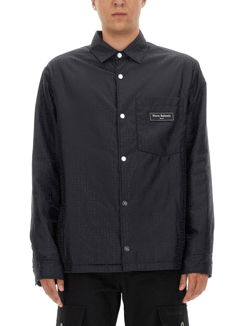 Balmain Casual Black Jacket With Embossed Pattern