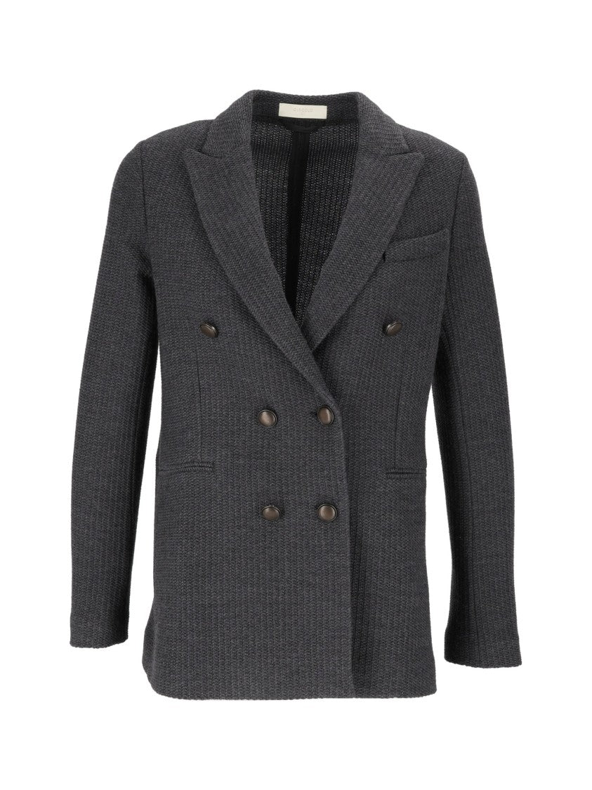 Circolo 1901 Textured Knit Metal Button Double-Breasted Blazer