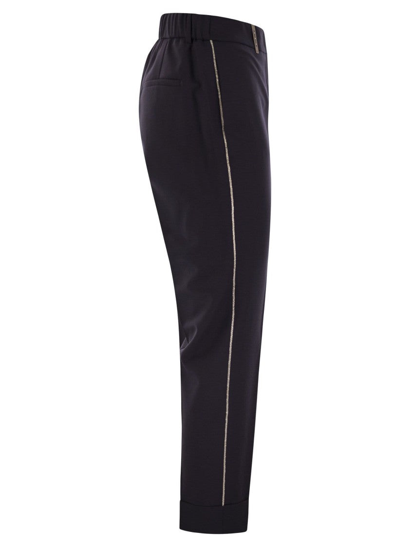 Peserico Virgin Wool Blend Trousers With Jewellery