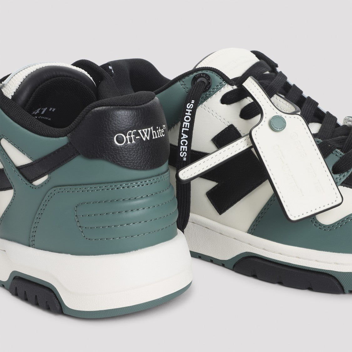 Off-White Green Leather Out-Of-Office Sneakers