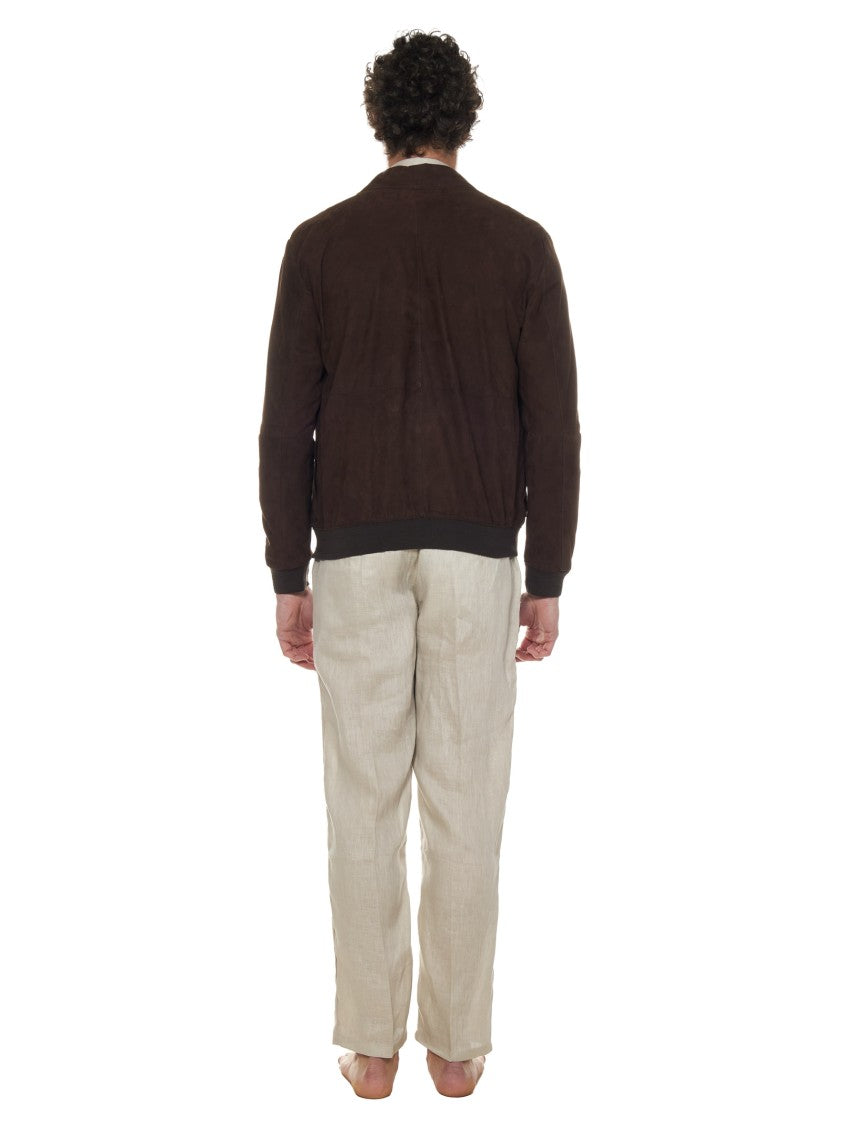 Franzese Collection Tailored Dark Brown Suede Bomber Jacket