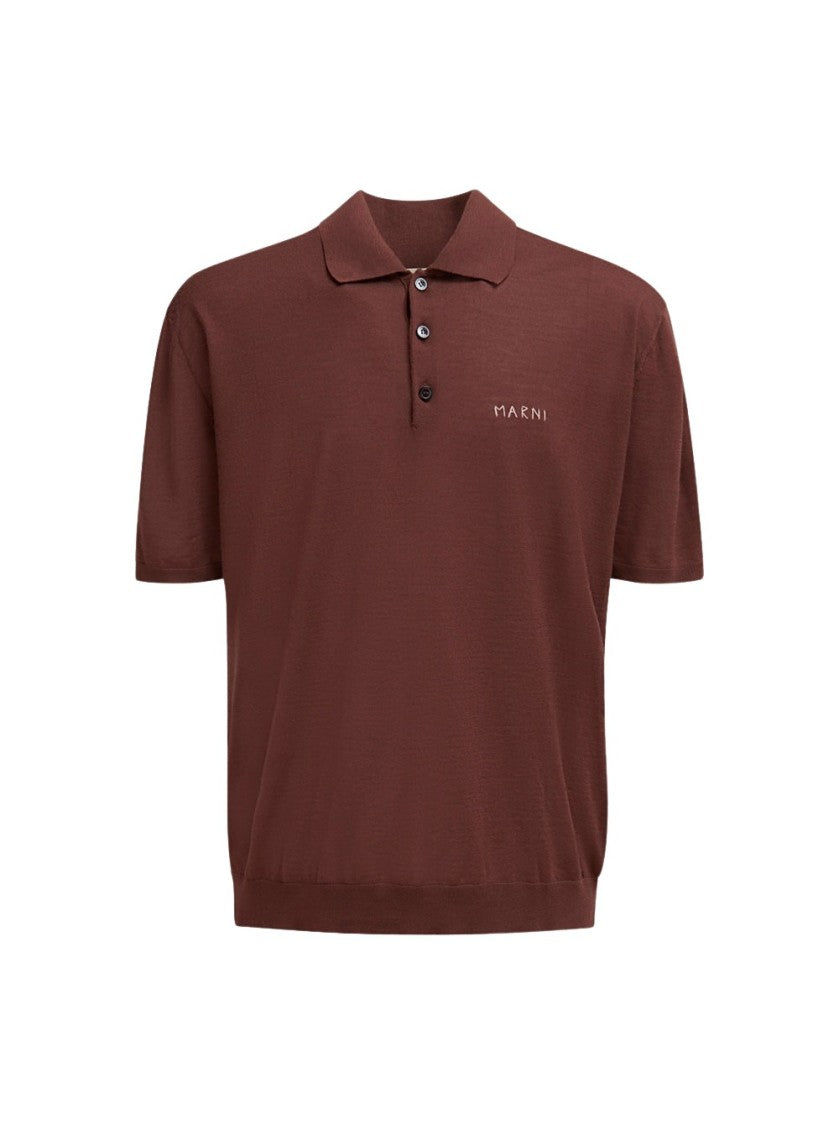 Marni Short Sleeve Polo Shirt Raisin