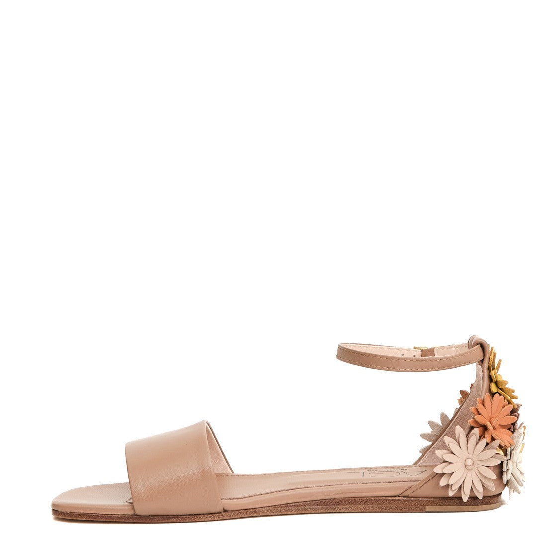 Agl Low Leather Sandals With Floral Appliqués