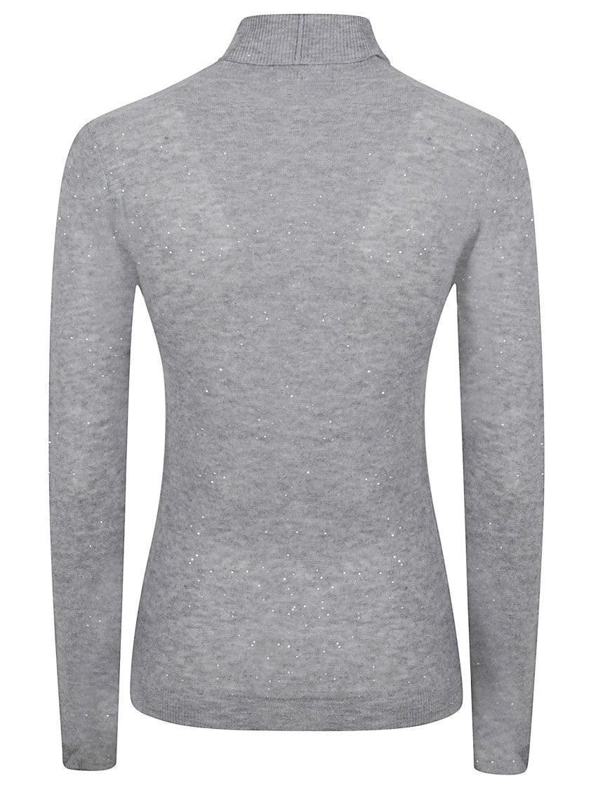 Fabiana Filippi Fitted Turtleneck Sweater With Delicate Sequin Accents