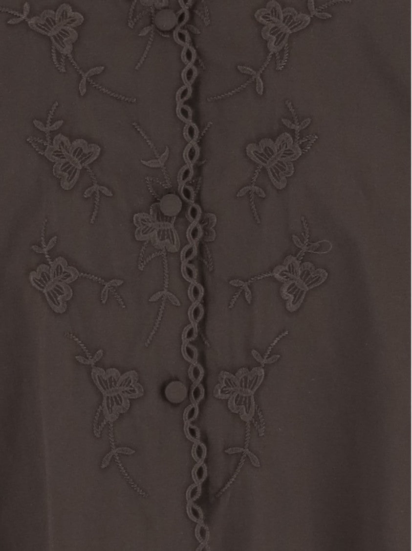 The Garment Floral Embroidered Cotton Shirt With Lace Trim